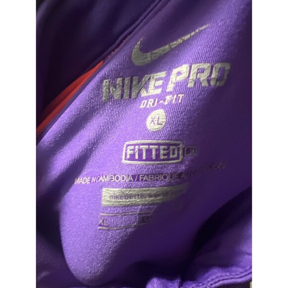 Nike Pro Dri-FIT Long Sleeve Shirt Purple & Orange XL Fitted Athletic Wear - Picture 3 of 5